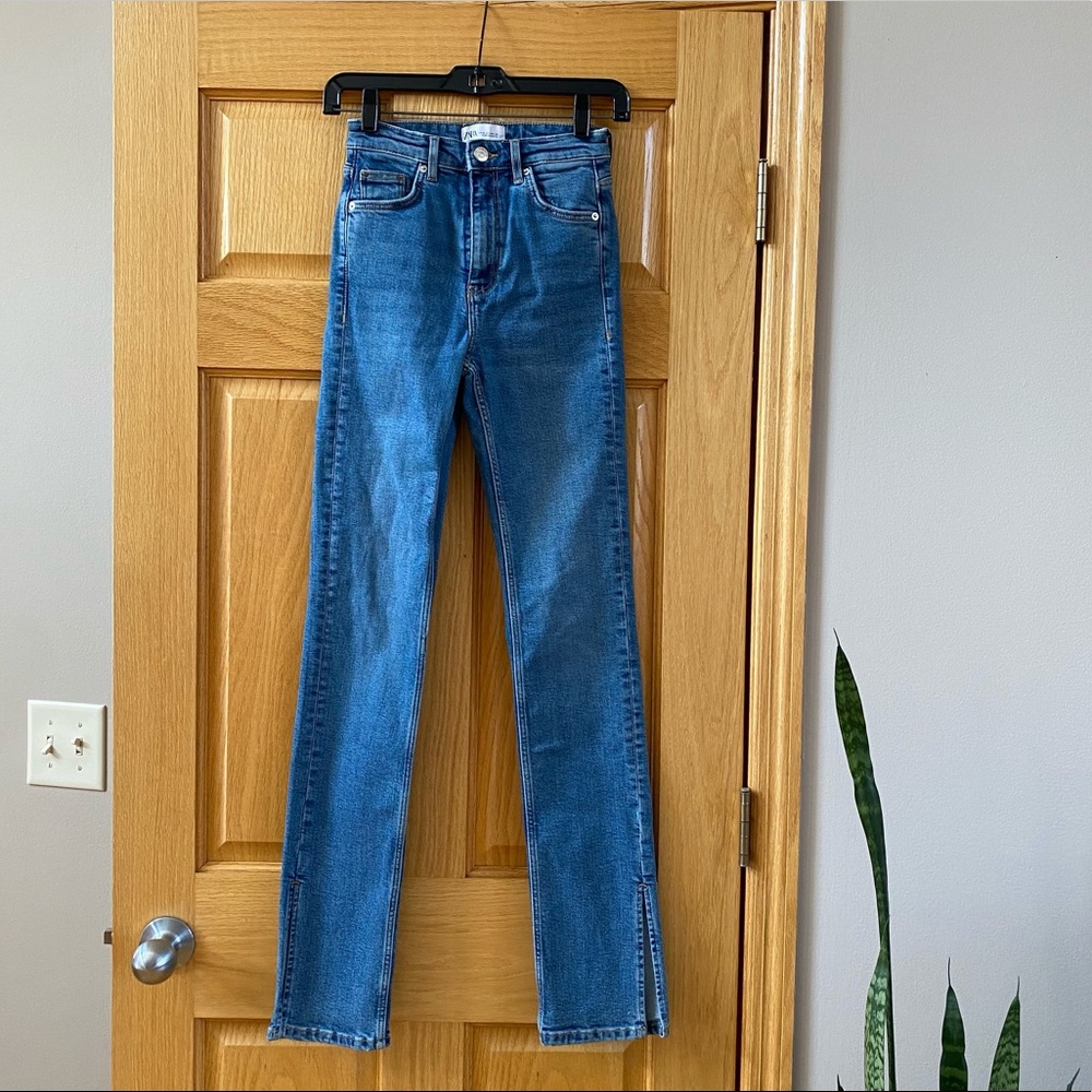 Zara high rise split ankle denim